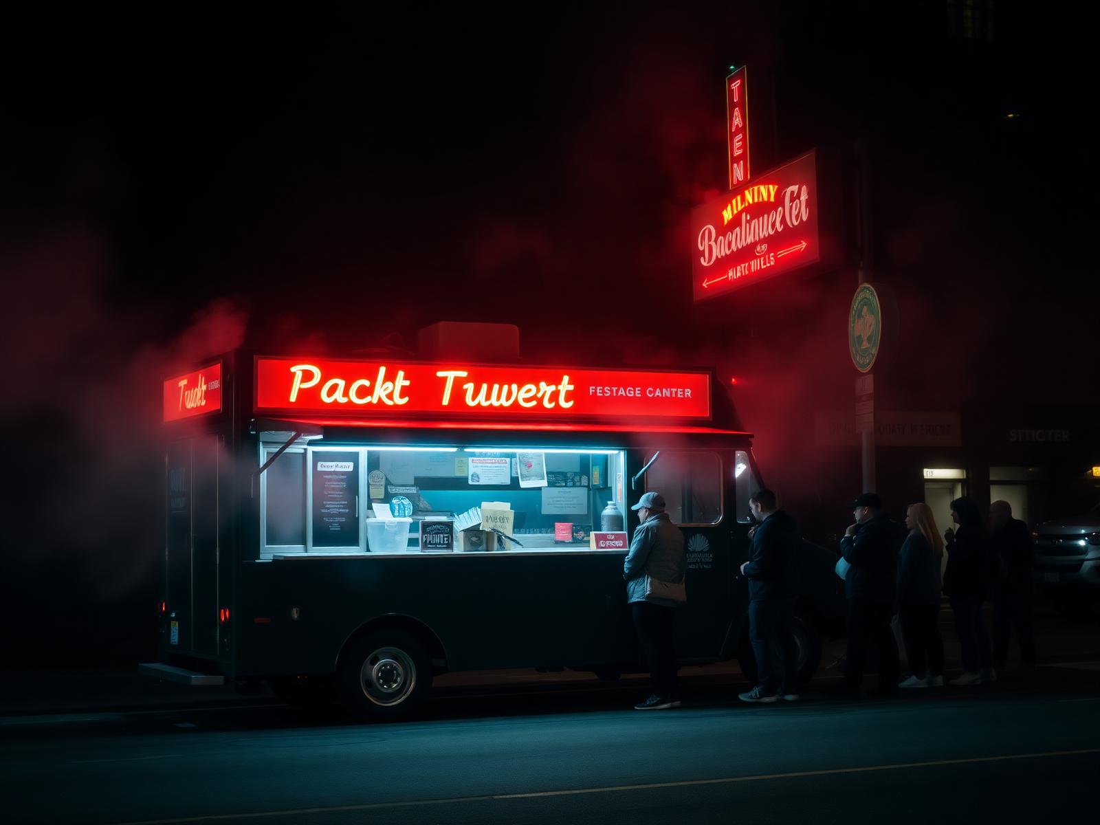Nom Nom Ninja food truck at night